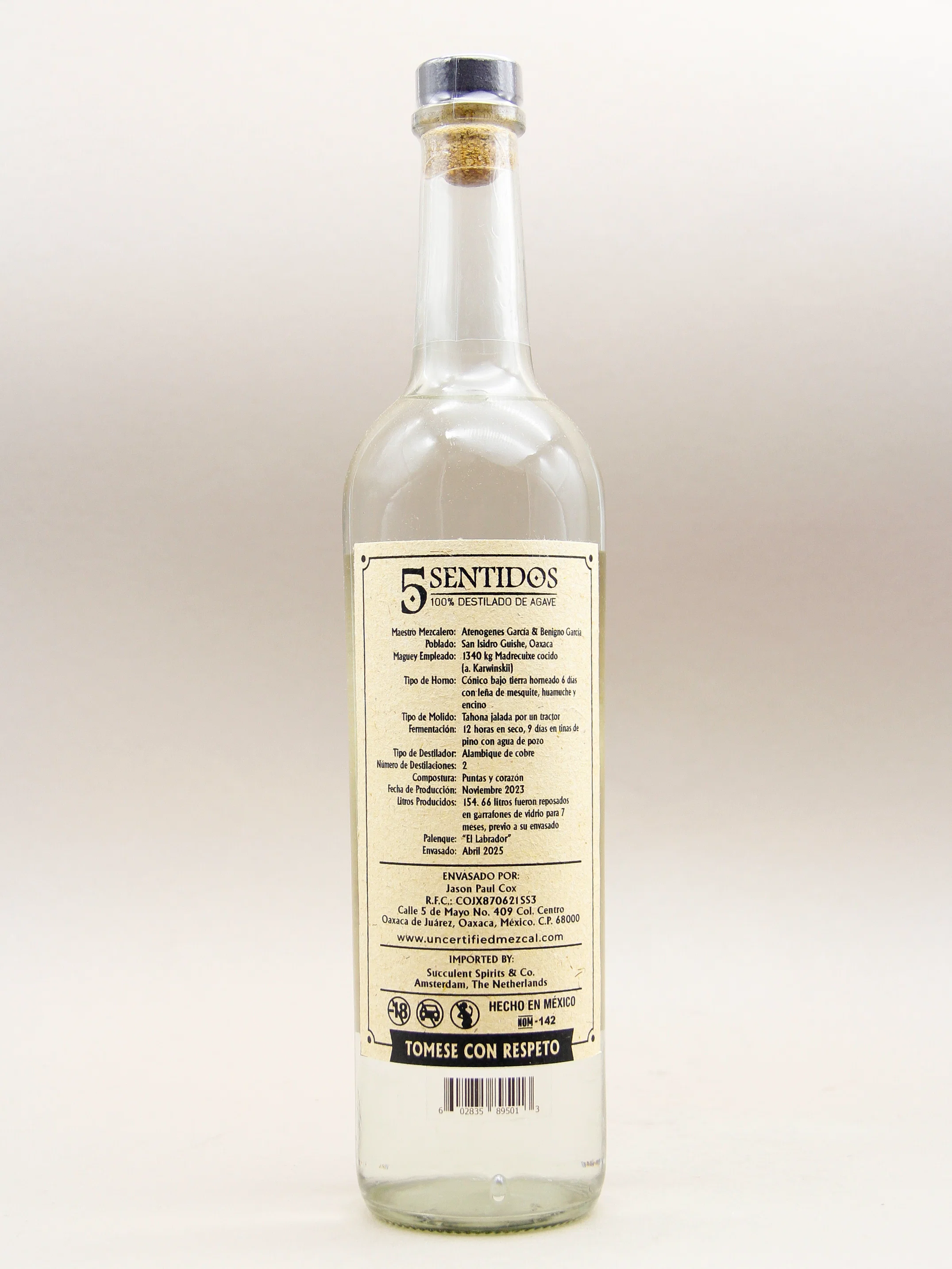 5 Sentidos, 100% Agave Spirit, Madrecuixe (52.7%, 70cl) - Image 2