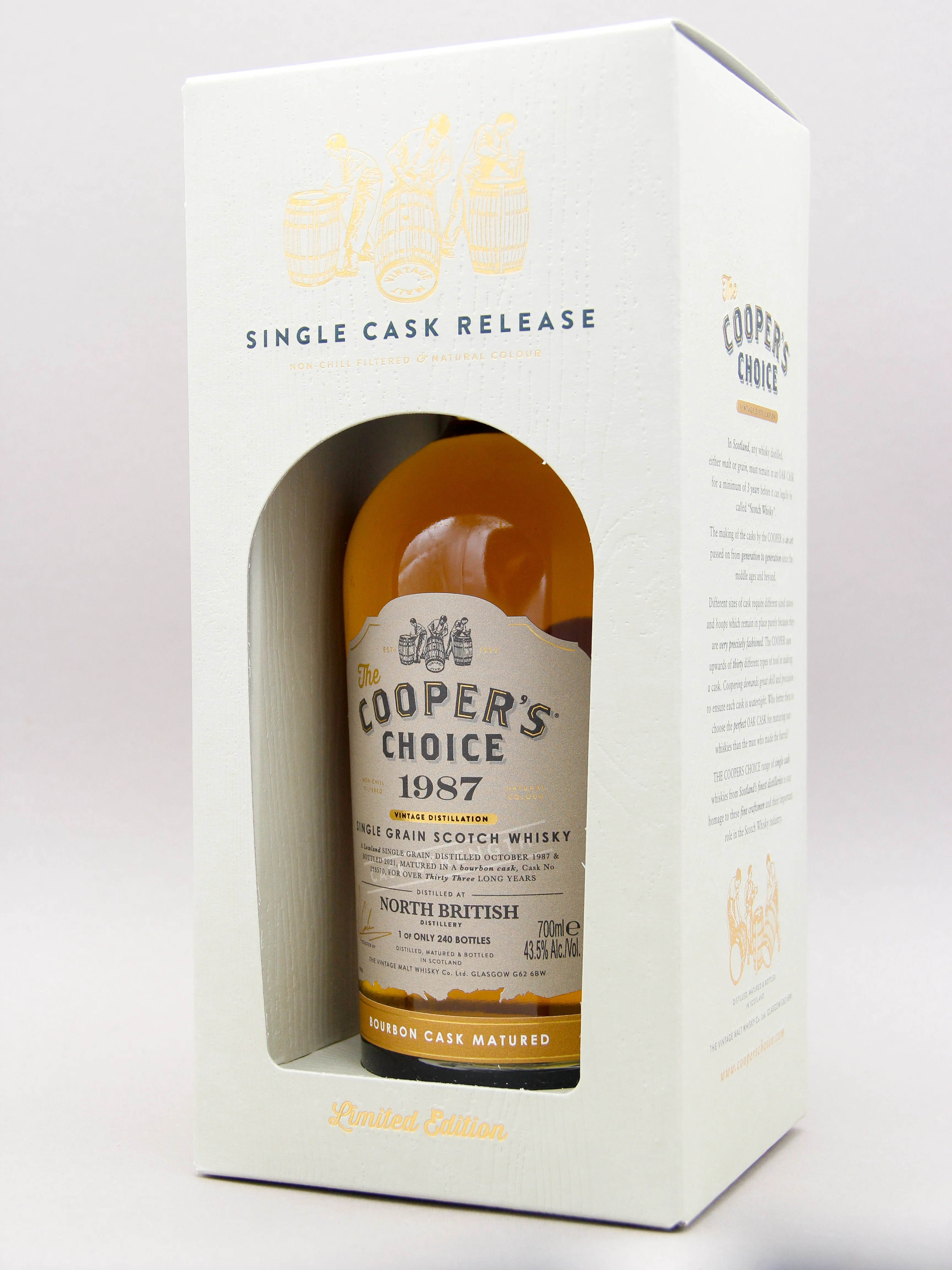 Cooper's Choice, North British, 1987-2021, 33 Years Single Grain Scotch Whisky (43.5%, 70cl) - Image 2