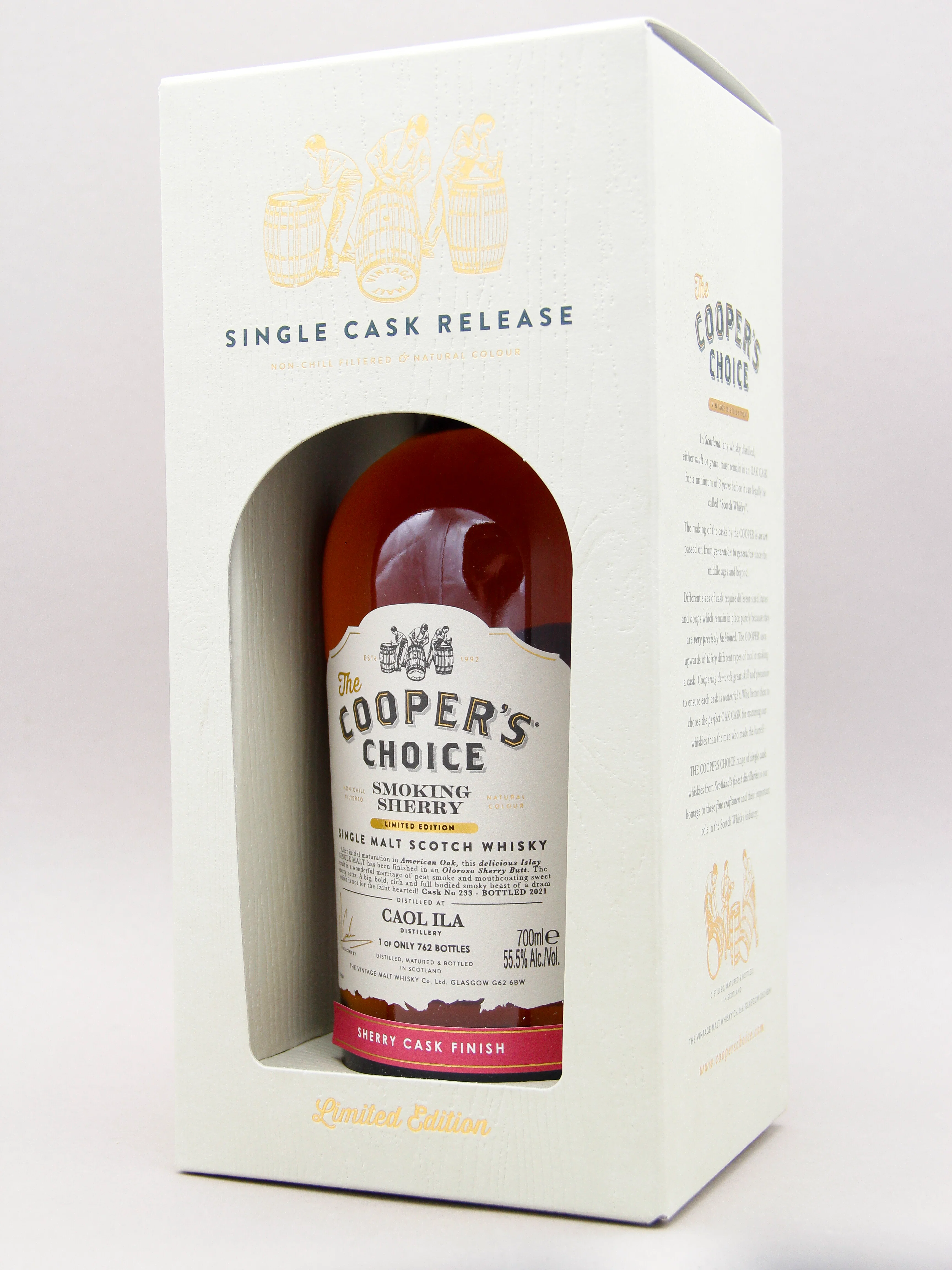 Cooper's Choice, Smoking Sherry, Caol Ila, Sherry Cask Finish, Single Malt Scotch Whisky (55.5%, 70cl) - Image 2