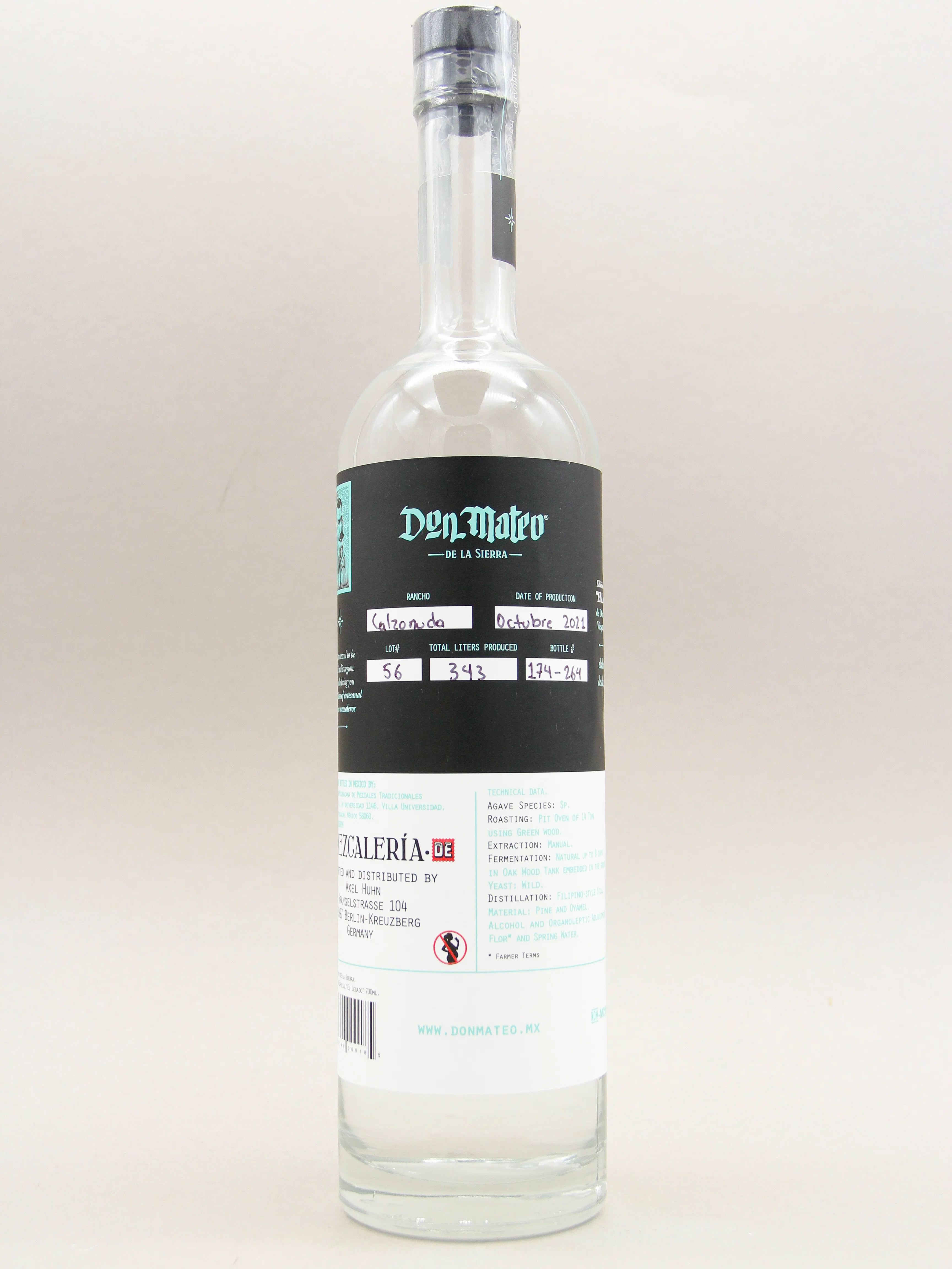 Don Mateo, De La Sierra Manso Sahuayo, Legado 8 Años, Mezcal Artesanal, Mexico (48%, 70cl) - Image 2