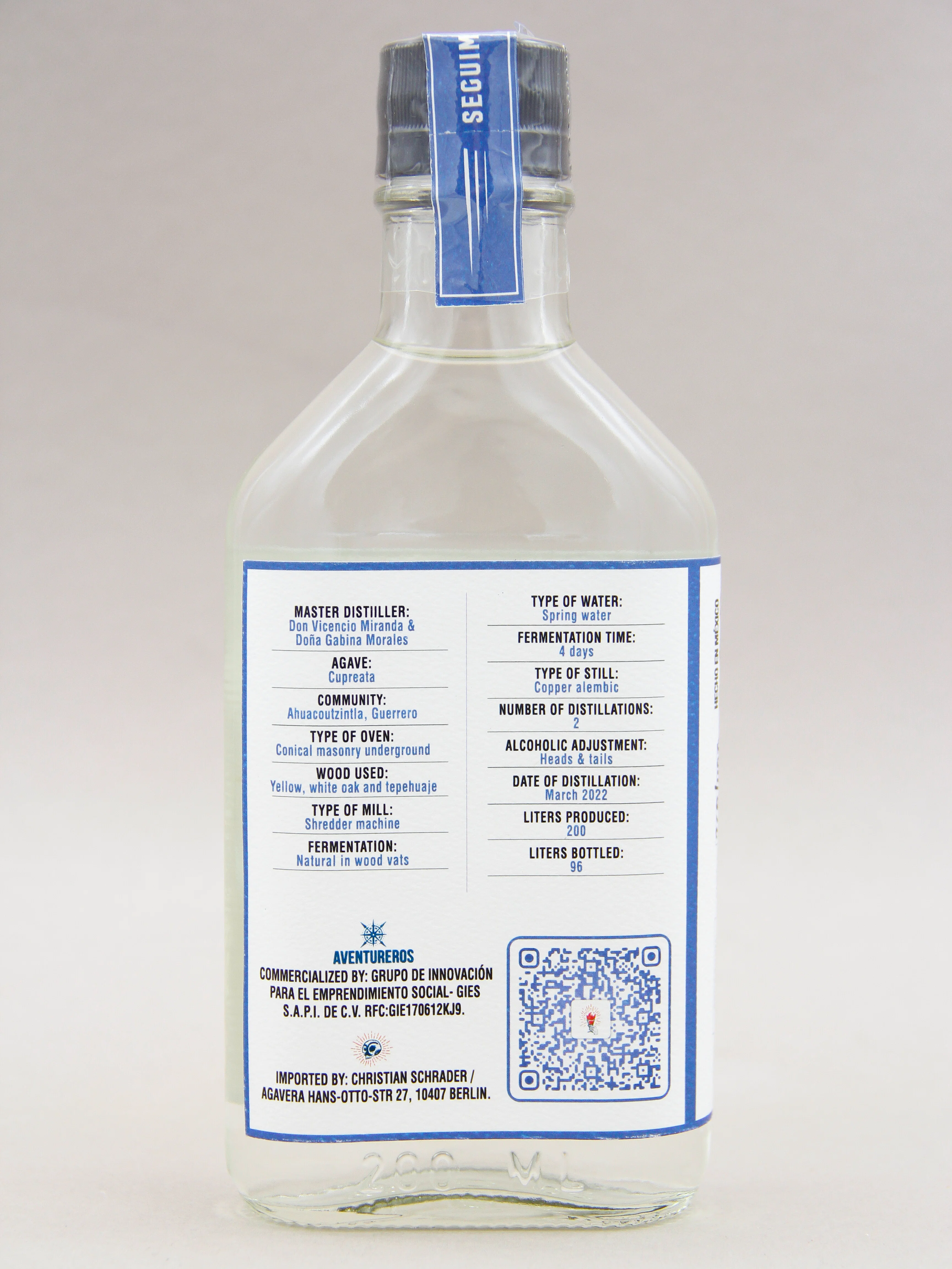 Aguerrido, Don Vicencio & Doña Gabina, 100% Destilado de Agave, Cupreata / Capón 2 Years (49%, 20cl) - Image 2