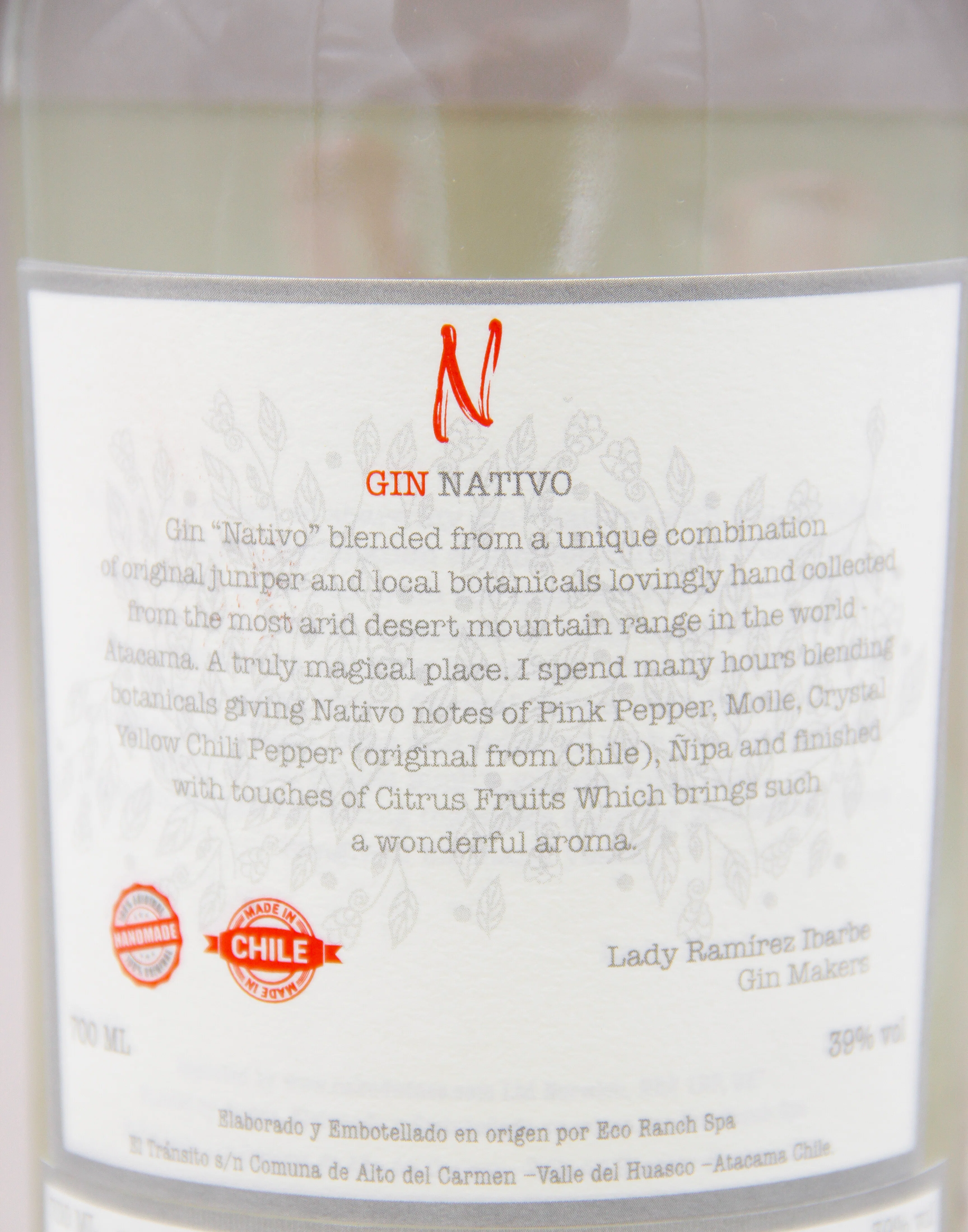 Gin Nativo, Hand crafted Gin, Atacama, Chile (39%, 70cl) - Image 2