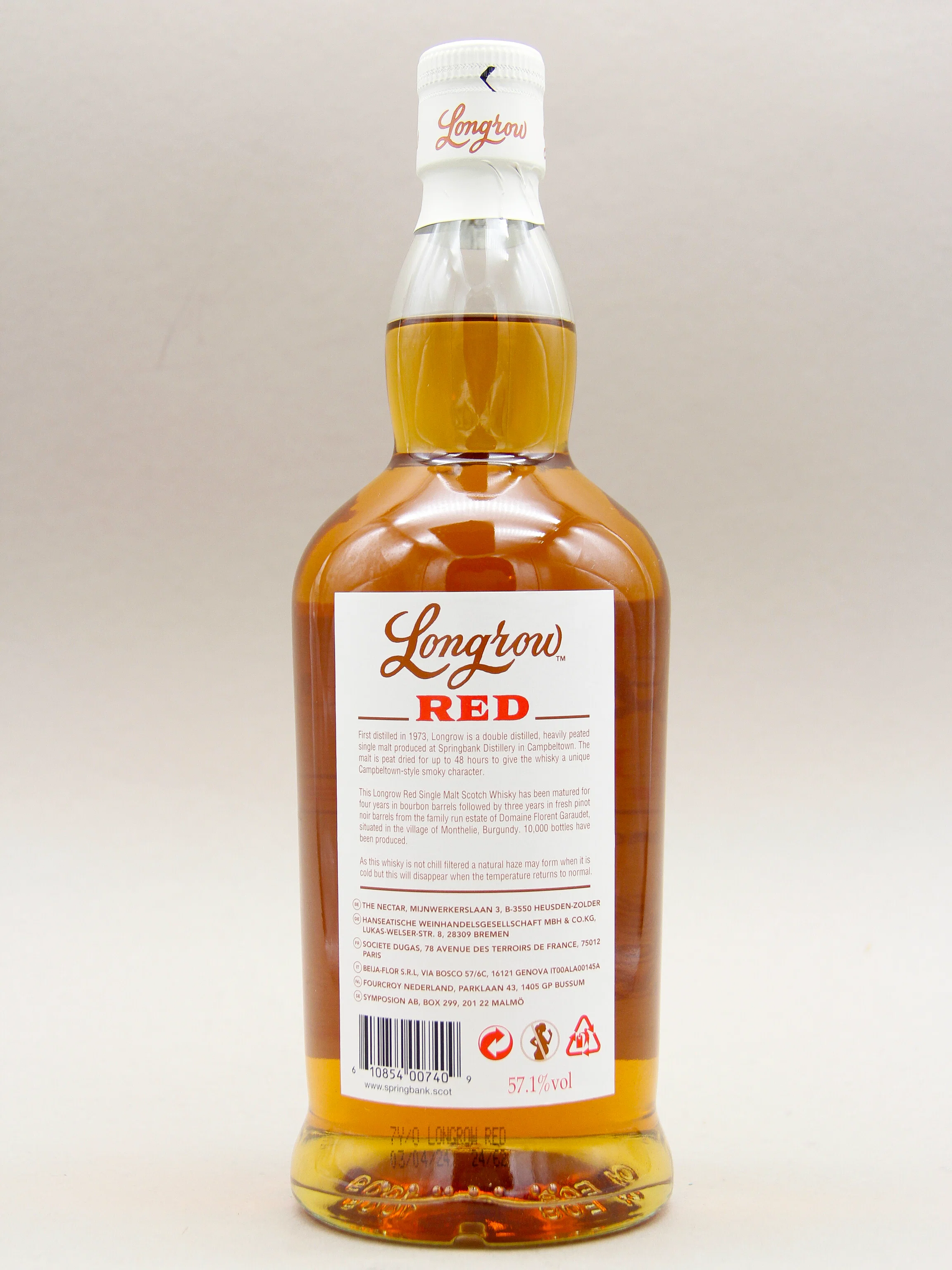 Longrow Red 7 Years, Pinot Noir Cask Matured, Campbeltown Scotch Whisky, May 2024 (57.1%, 70cl) - Image 2