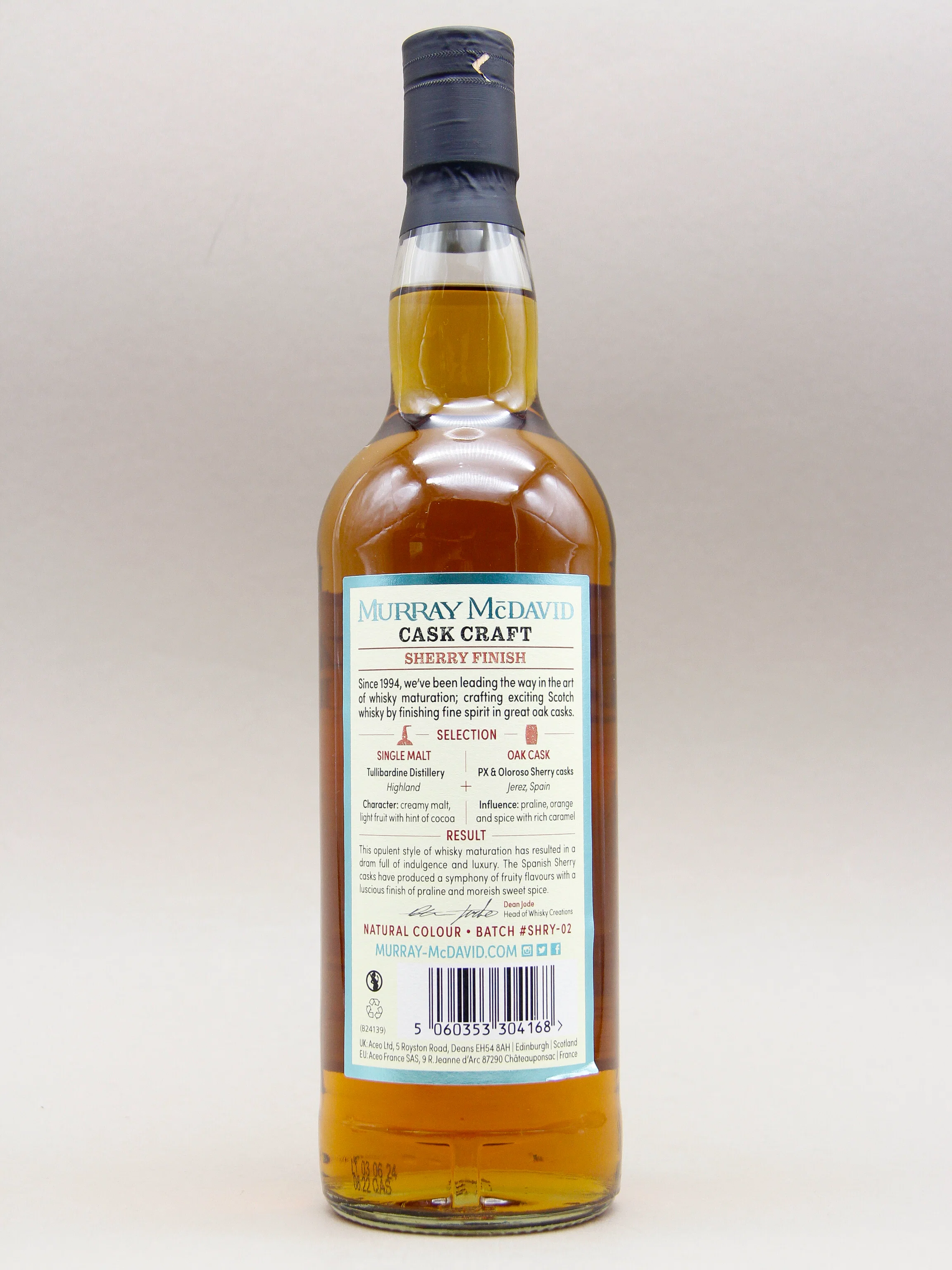 Murray McDavid, Tullibardine Distillery, Sherry Cask Finish, Single Malt Scotch Whisky (44.5%, 70cl) - Image 2