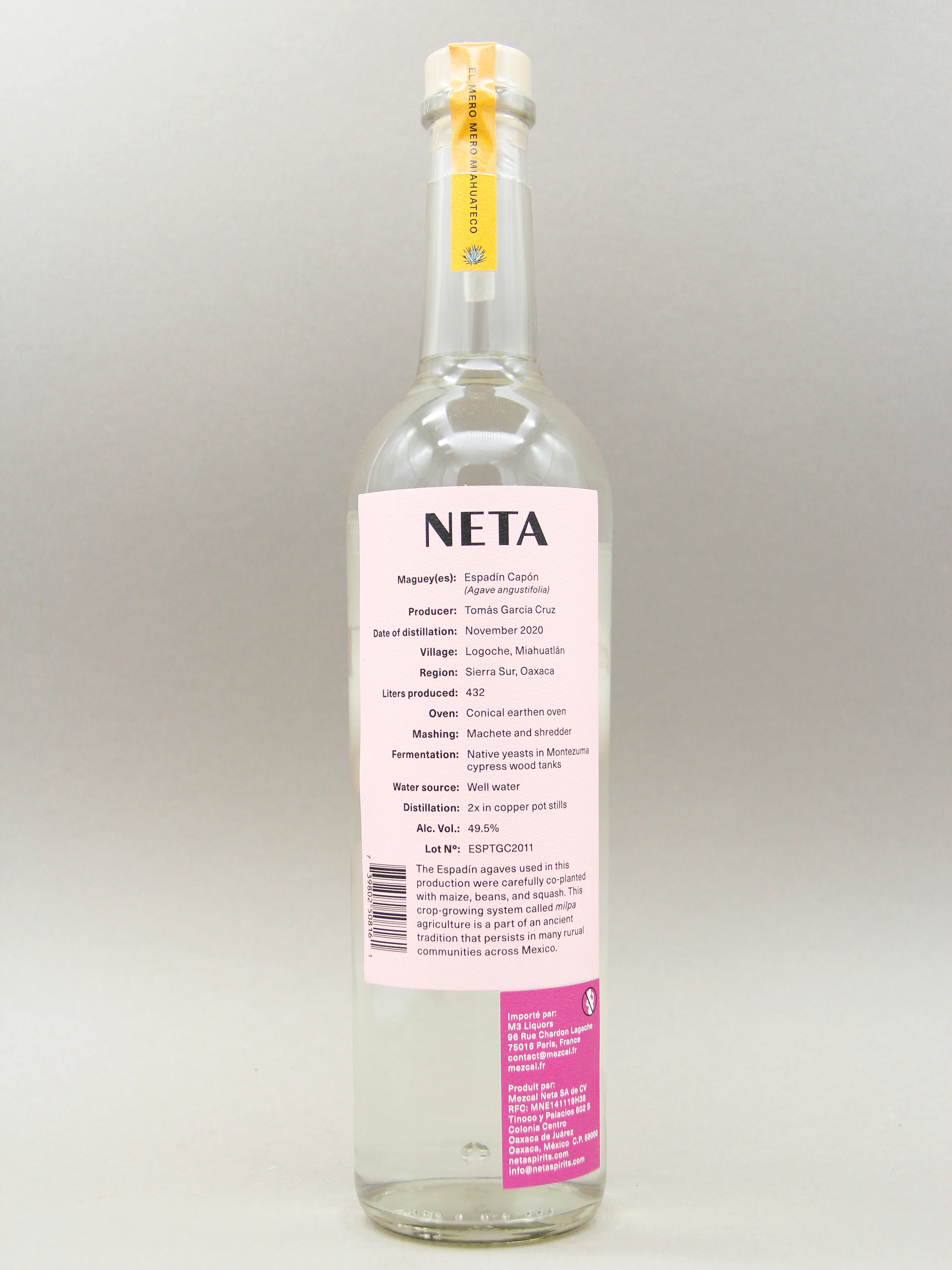 Neta, Espadin Capón, Destilado De 100% Agave, Miahuatlán Oaxaca 2020 (49.5%, 70cl) - Image 2