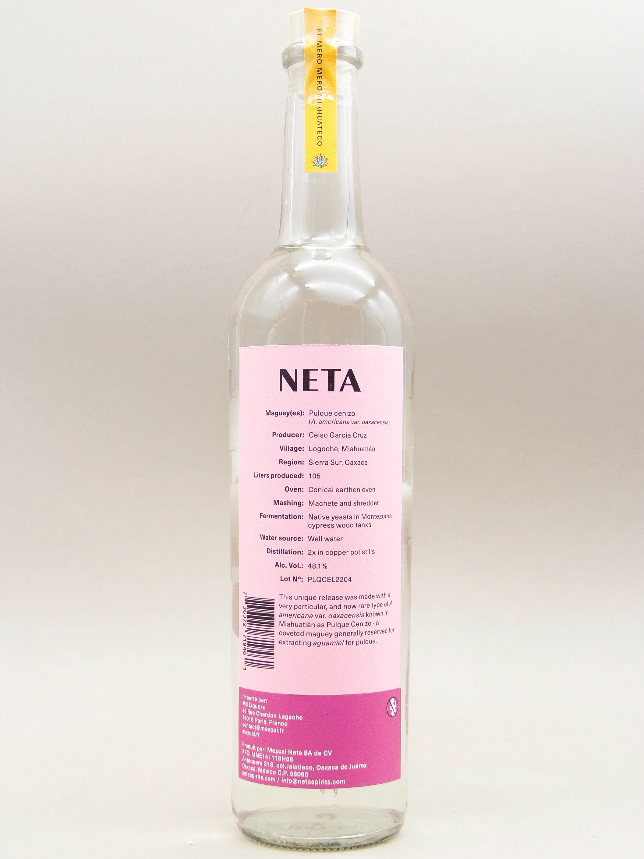 Neta, Pulquero, Destilado De 100% Agave, Celso García Cruz, Miahuatlán Oaxaca (48.1%, 70cl) - Image 2