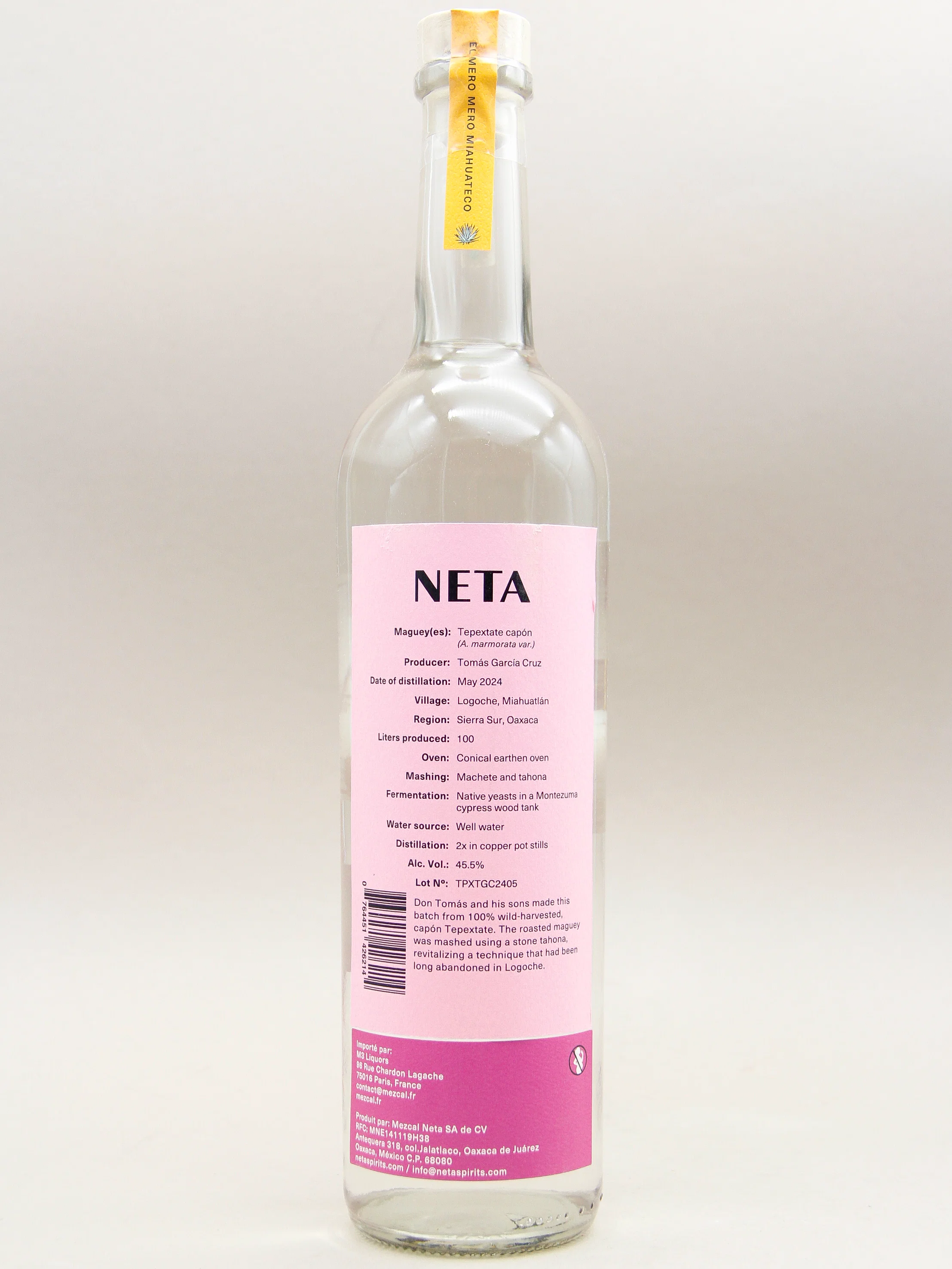 Neta, Tepextate, Destilado De 100% Agave, Tomás García, Miahuatlán Oaxaca, May 2024 (45.5%, 70cl) - Image 2