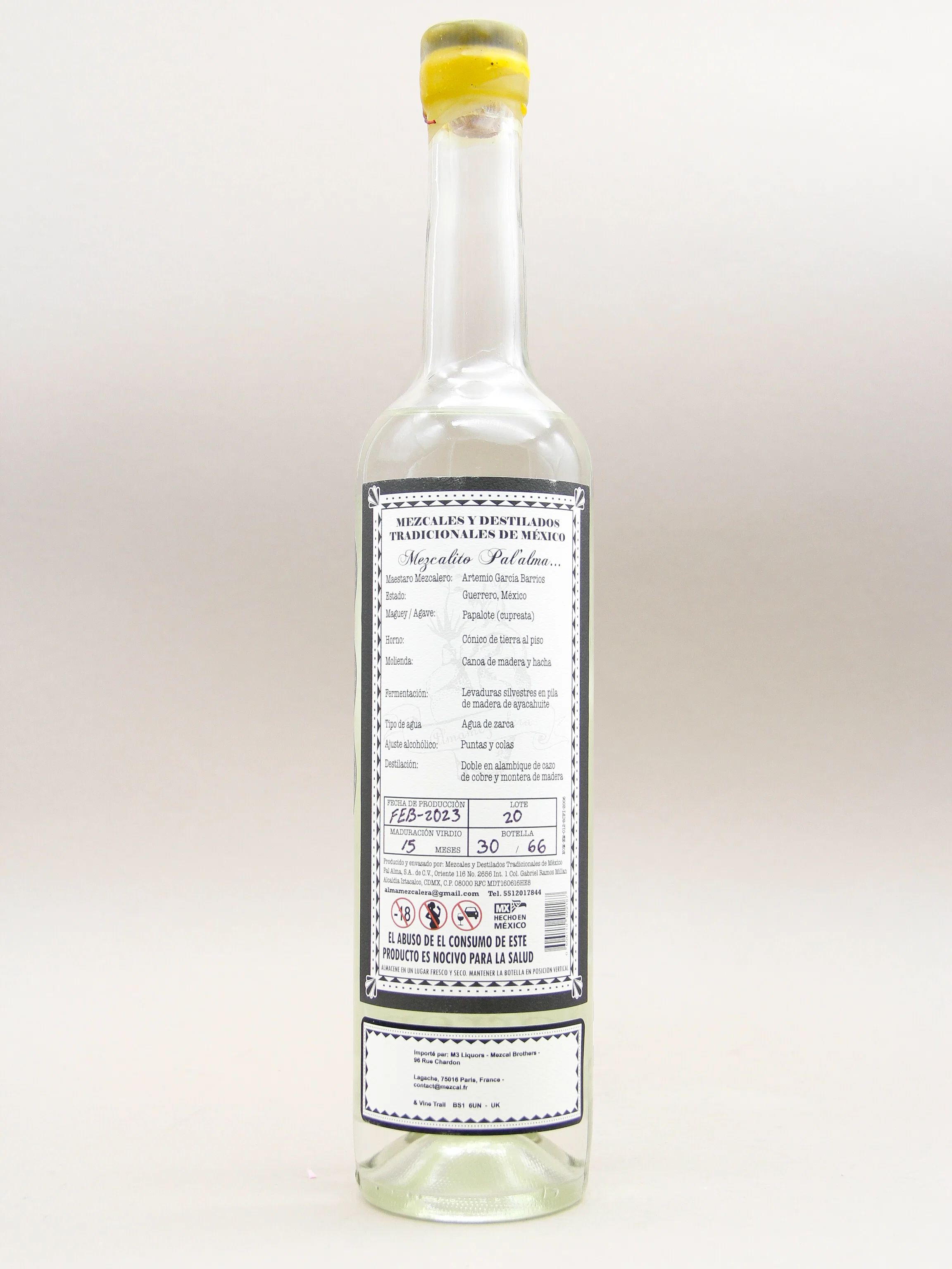 Pal' Alma, Destilado de Agave, 100% Papalote, Cupreata, Guerrero, February 2023 (49%, 70cl) - Image 2