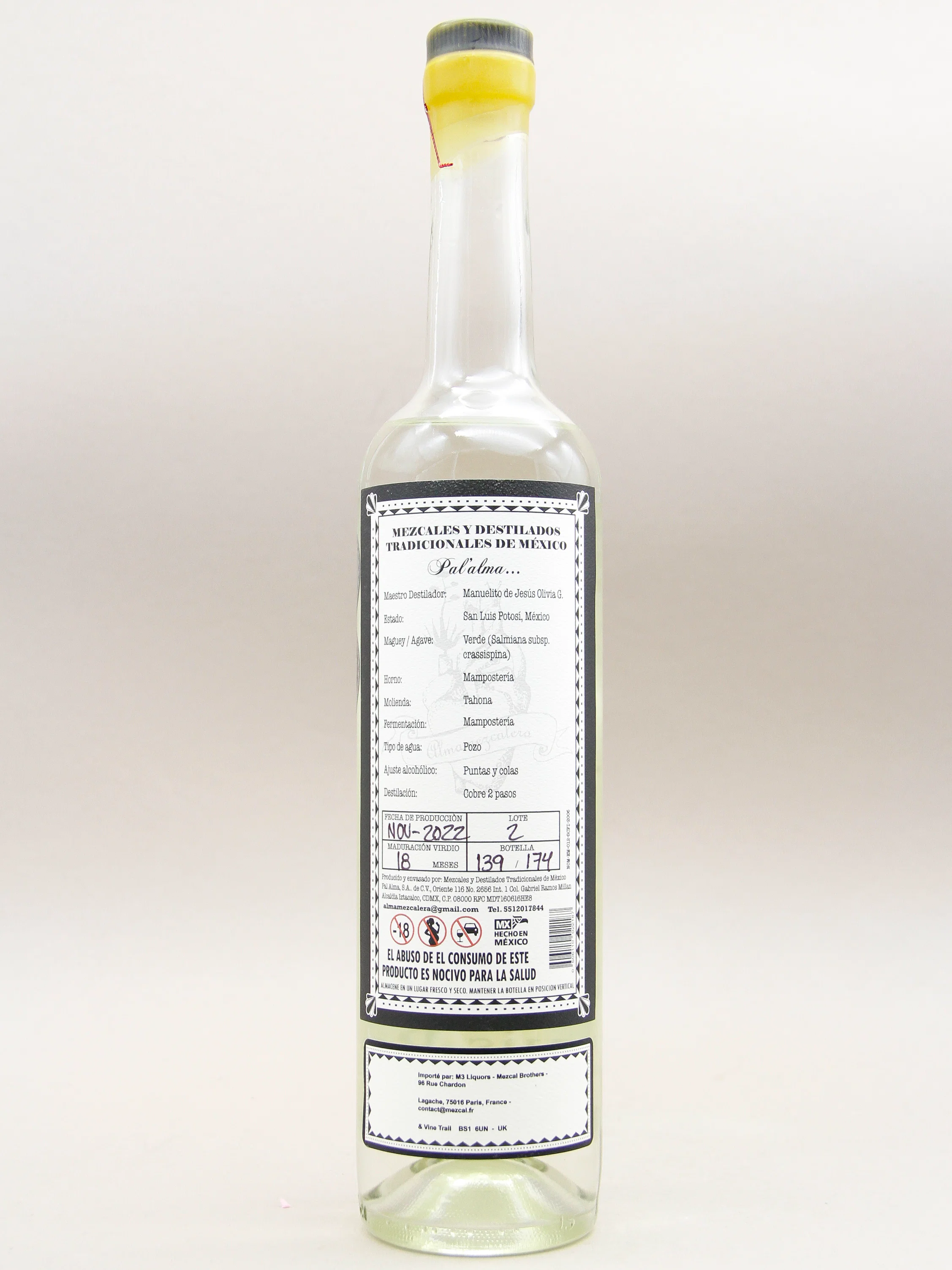 Pal' Alma, Destilado de Agave, 100% Verde, Salmiana, San Luis Potosi, November 2022 (54%, 70cl) - Image 2