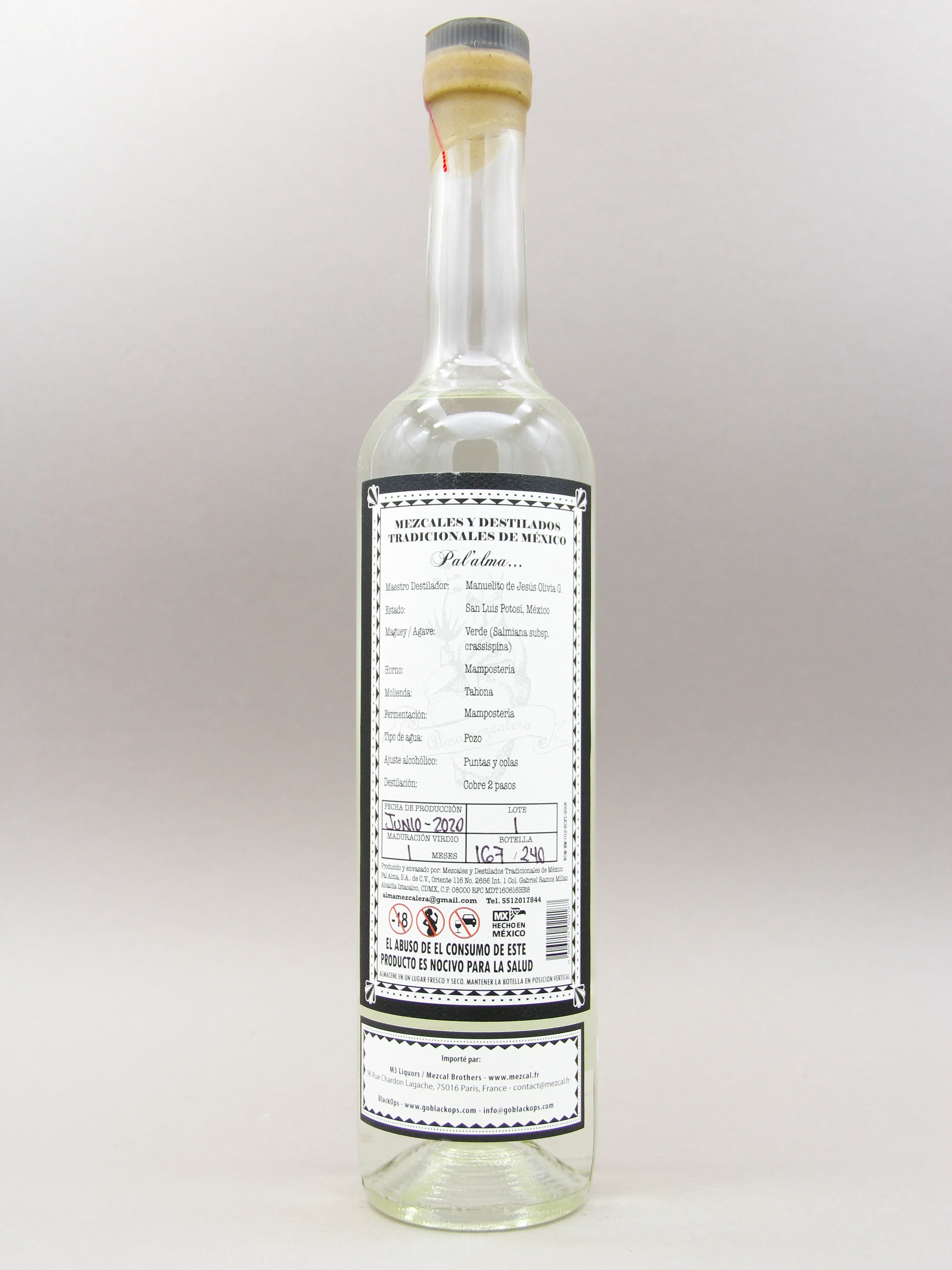 Pal' Alma, Destilado de Agave, 100% Verde, Salmiana, San Luis Potosi (51%, 70cl) - Image 2