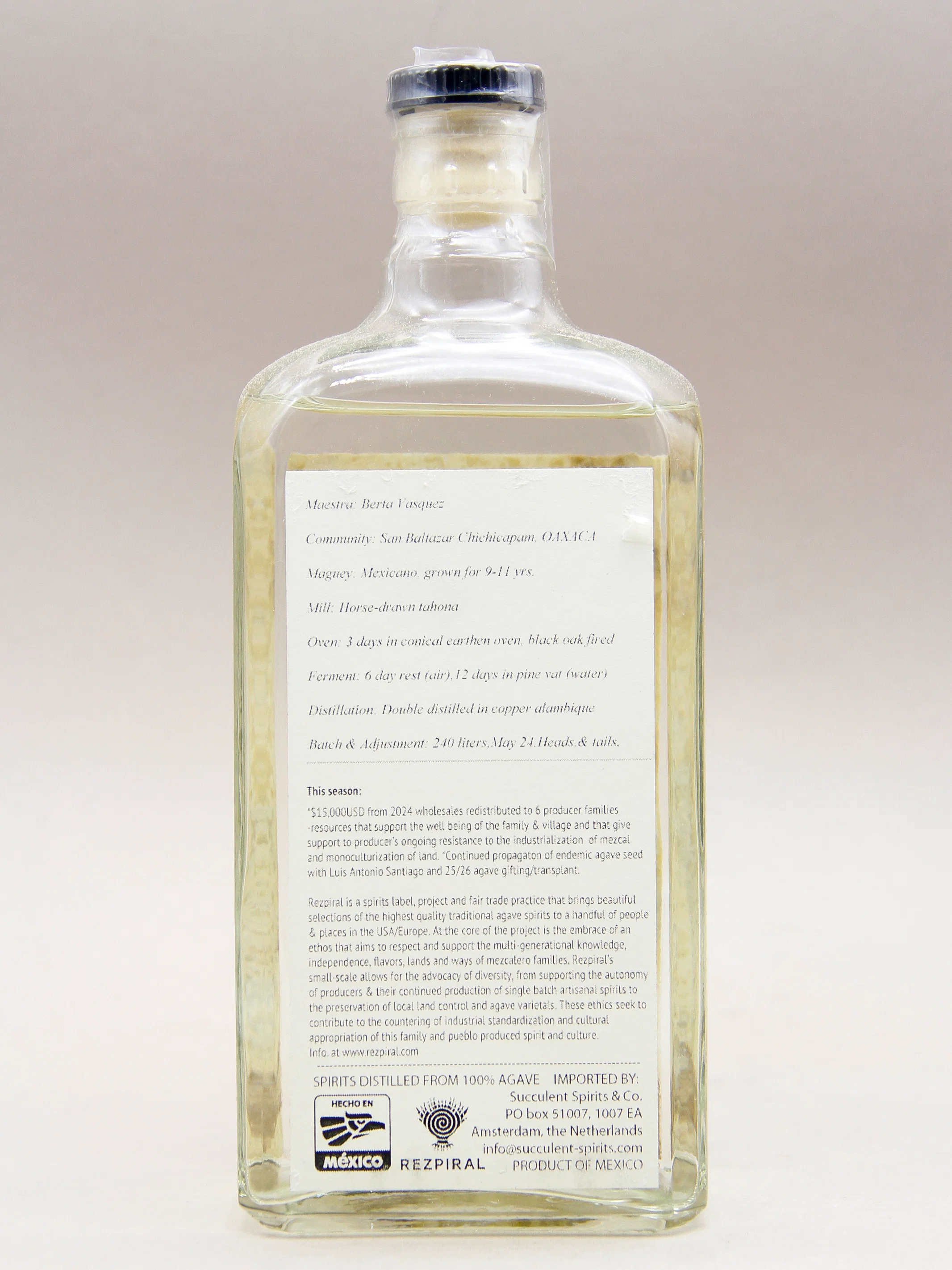 Rezpiral, Agave Spirit, Mexicano - Berta Vasquez (47.2%, 70cl) - Image 2