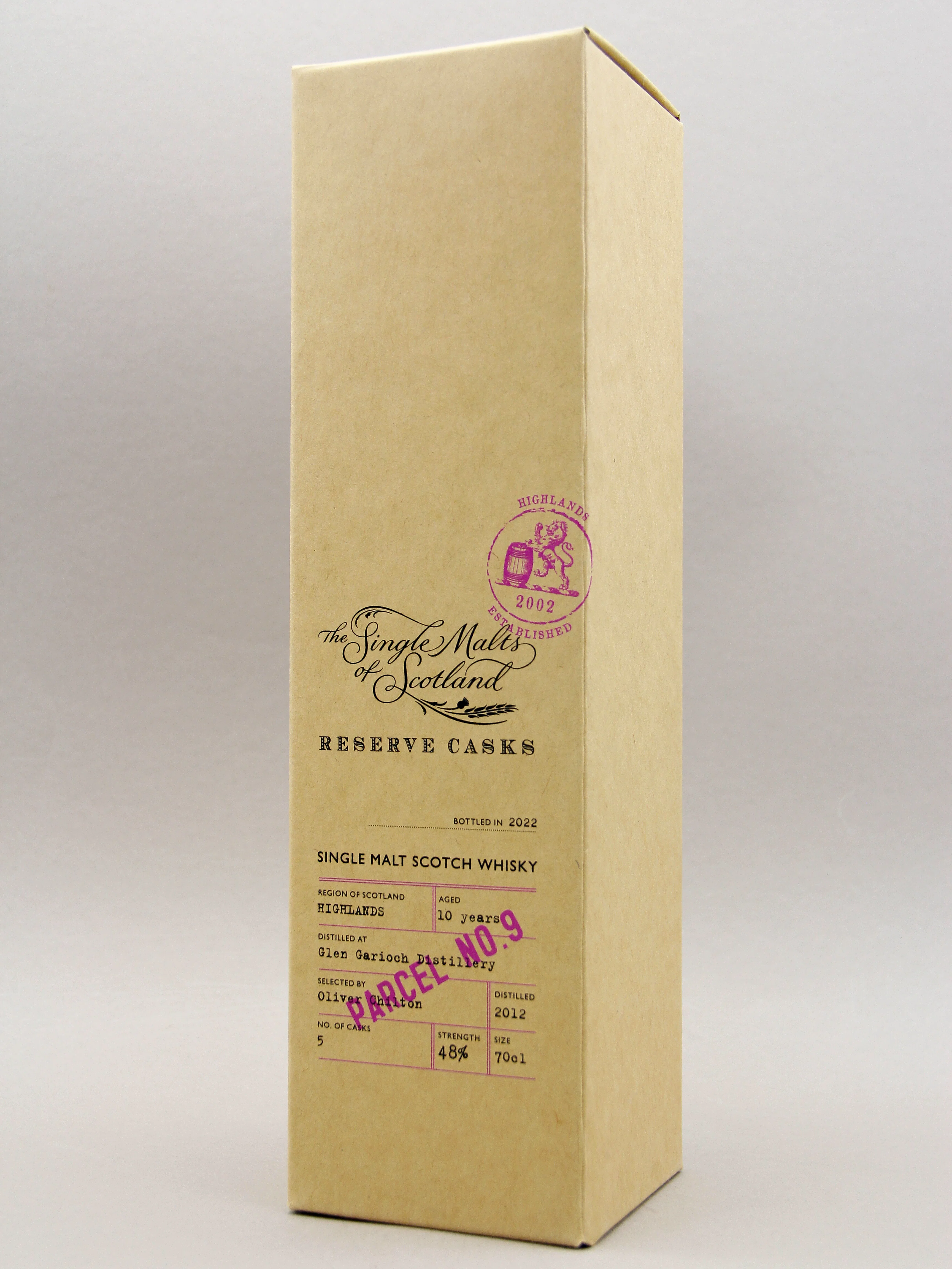 Single Malts of Scotland, Reserve Casks, Parcel No.9, Glen Garioch, 2012 - 2022, Highland Single Malt Scotch Whisky (48%, 70cl) - Image 2